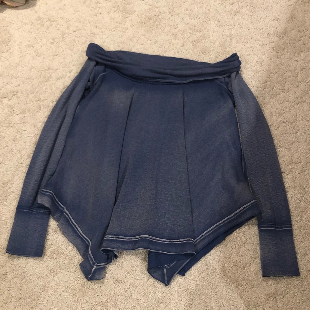 Free People Blue Off-the-Shoulder Sweater